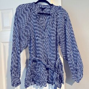 Banana Republic size L blue & white belted top